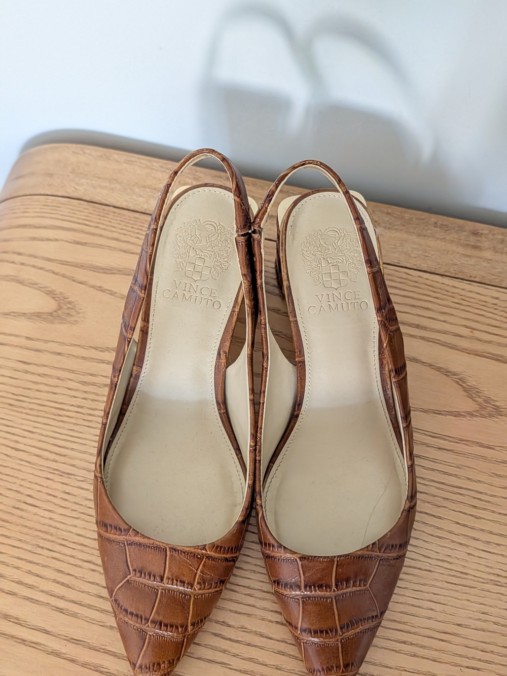 Vince Camuto Tan Croc-Embossed Slingback Pumps - Picture 3 of 4